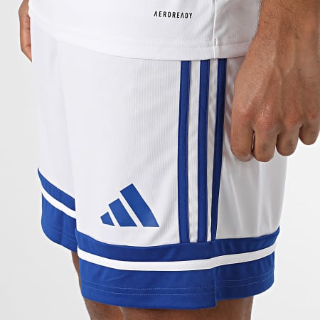 Adidas Sportswear - Ensemble Tee Shirt Et Short Jogging A Bandes SQUA25 Jersey JG5827 JH3409 Blanc Bleu Roi